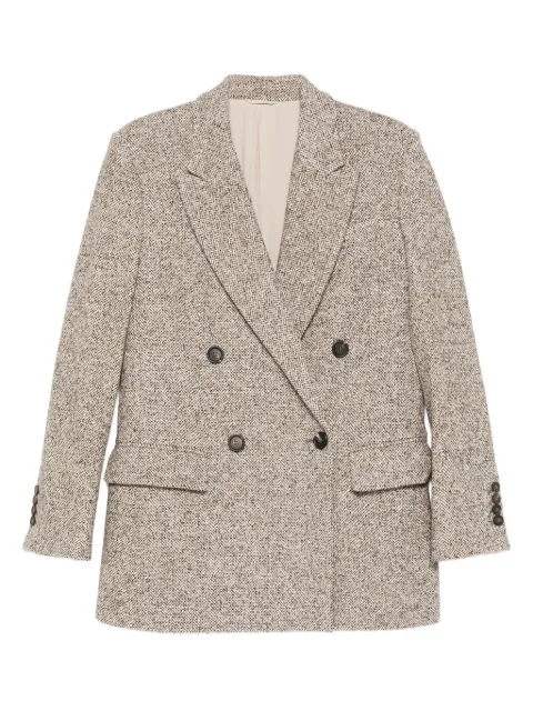 Brunello Cucinelli chamarra de tweed con doble botonadura