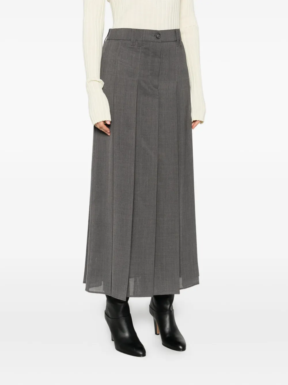 Brunello Cucinelli Midirock Mit Falten In Gray
