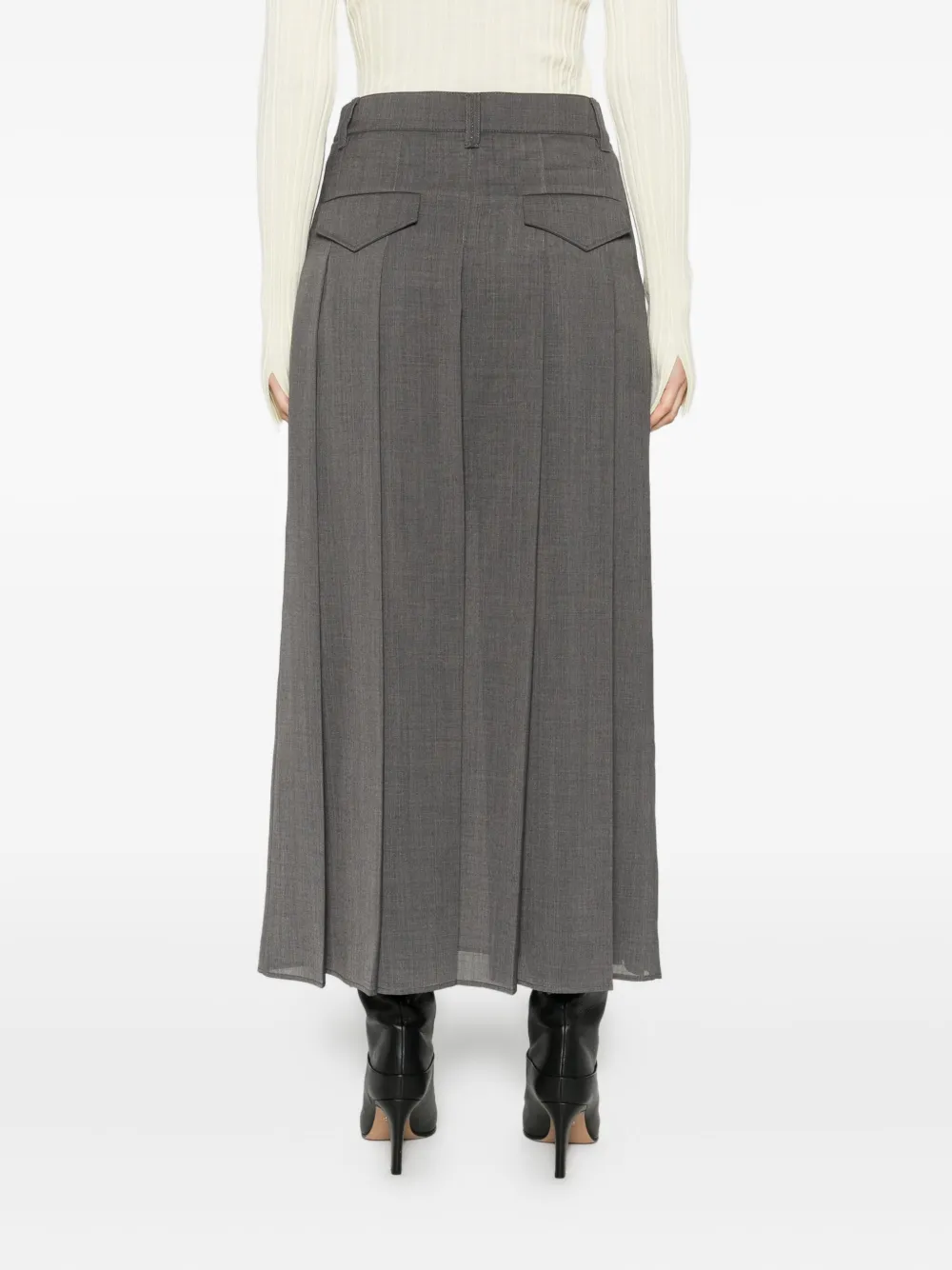 Brunello Cucinelli Midirock Mit Falten In Gray