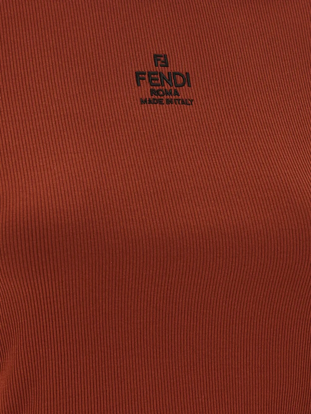 Fendi Embroidered Logo Short Sleeve Top In Brown