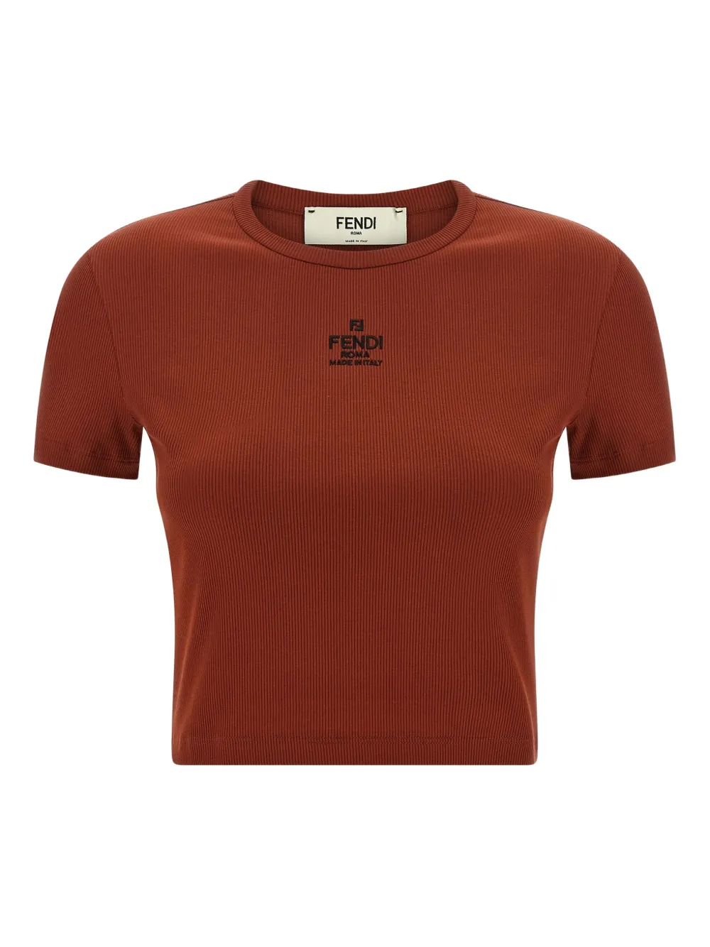 FENDI ribbed logo embroidery top - ブラウン FENDI ribbed logo embroidery top - ブラウン