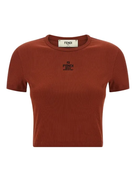 FENDI ribbed logo embroidery top