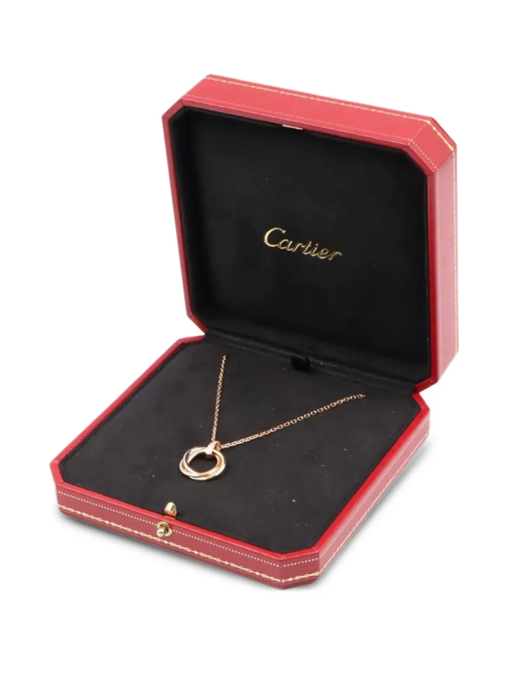 Pre-owned Cartier 2010 18k Trinity Diamond Necklace In Gold