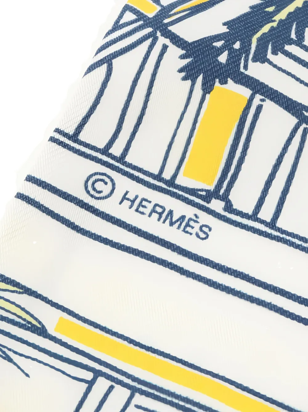 Pre-owned Hermes Rayures D'ete Ribbon Scarf In Blue