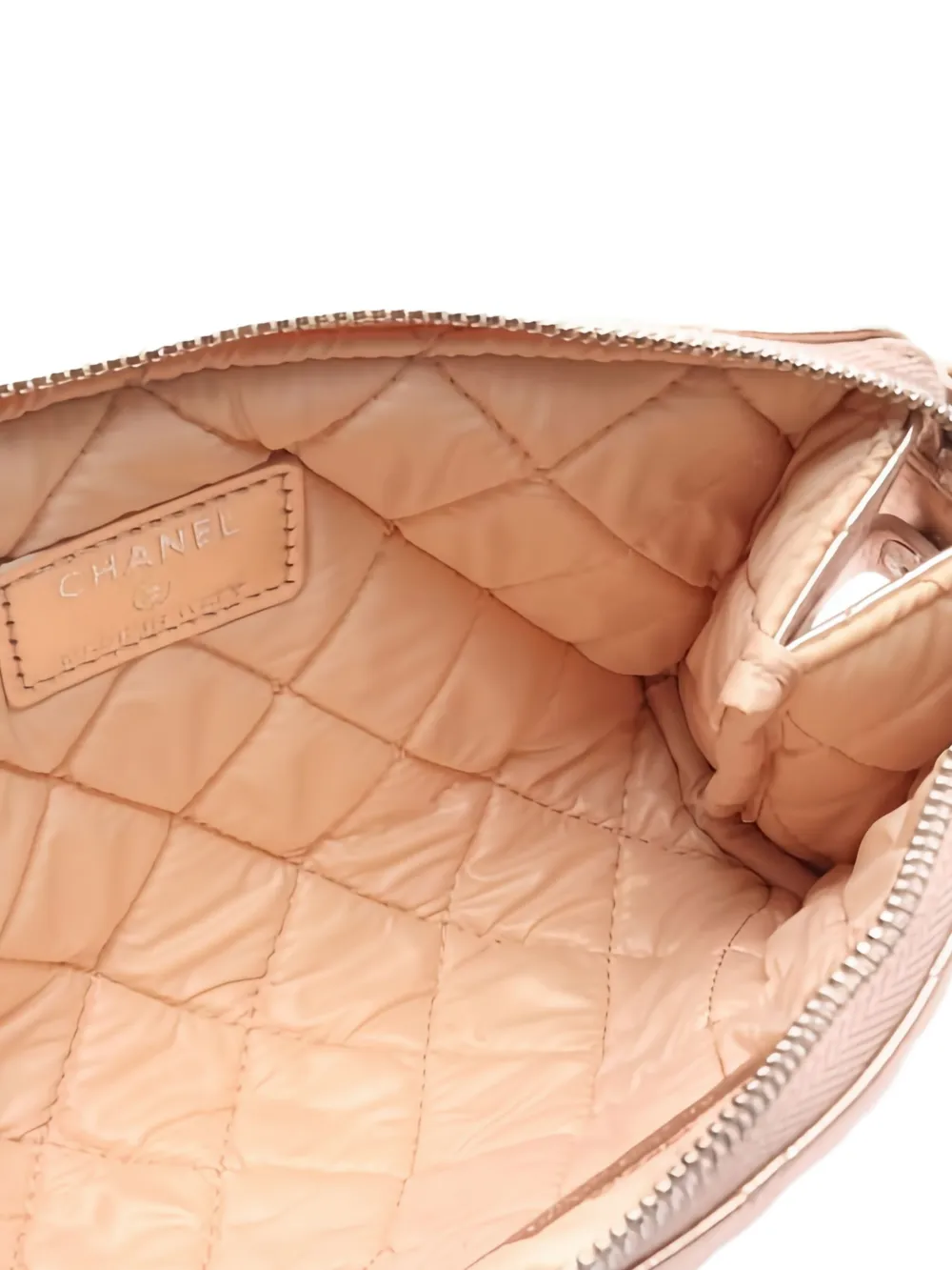 Pre-owned Chanel 2015-2016 Matelassé Quilted Makeup Bag In Pink