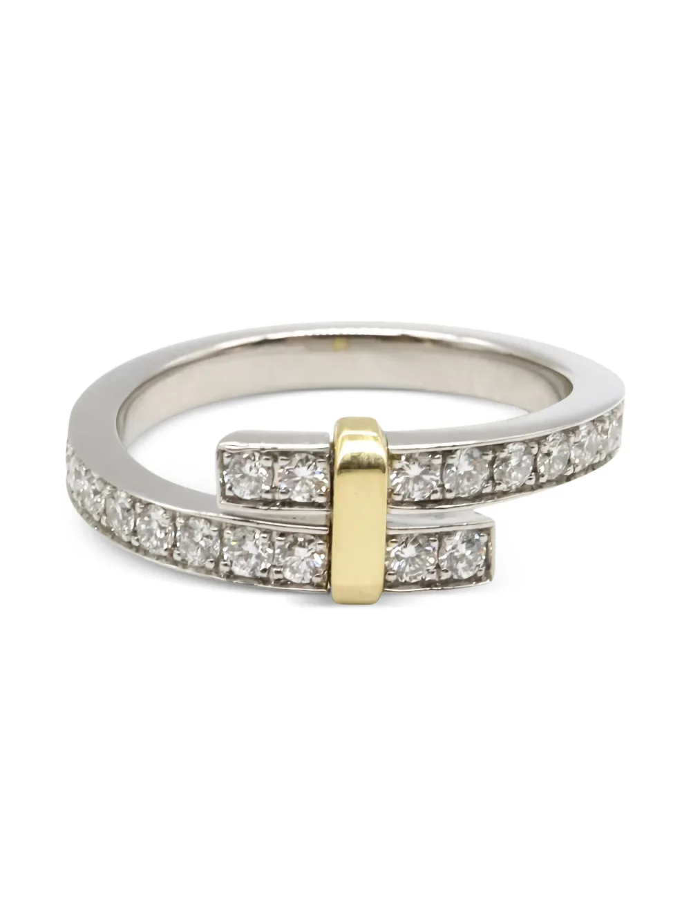 Tiffany & Co. Pre-Owned 2010s Platinum 18K yellow gold diamond bypass ring | Silver | Image 1