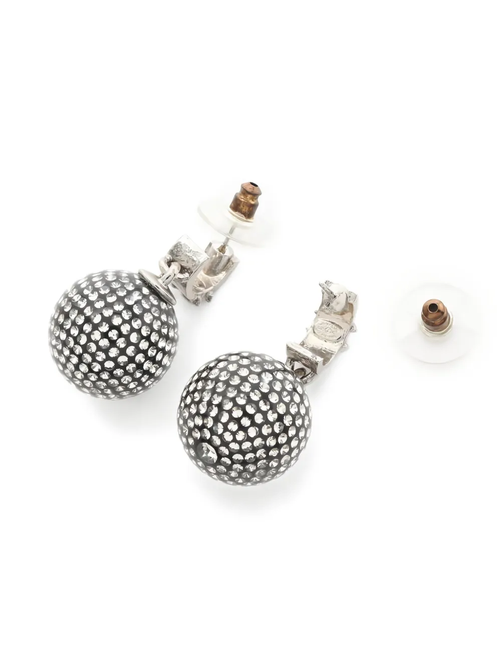 Pre-owned Chanel Coco Mark Sphere Earrings In Silver