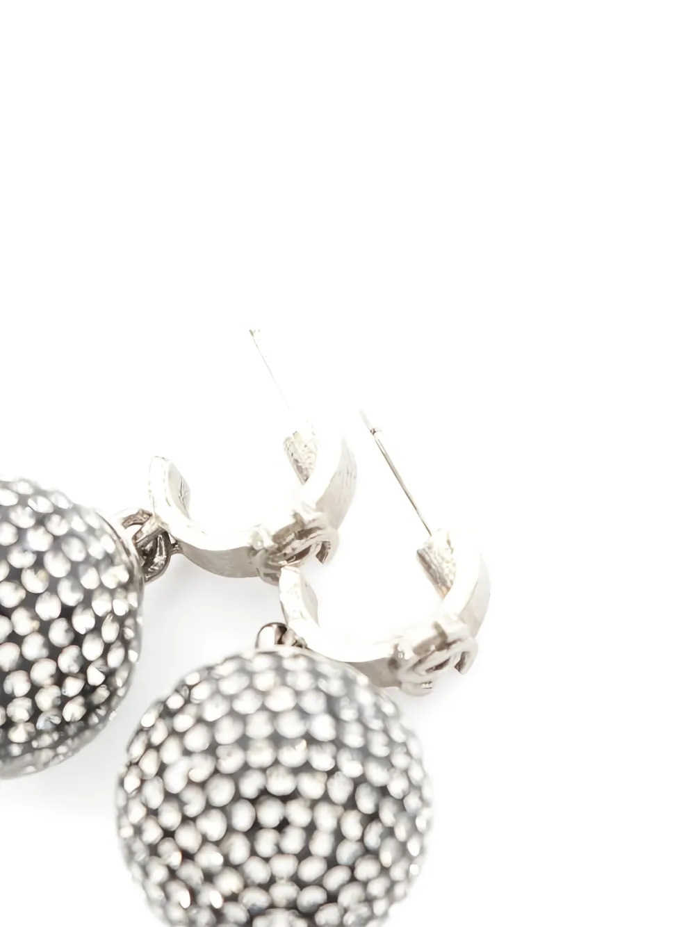 Pre-owned Chanel Coco Mark Sphere Earrings In Silver
