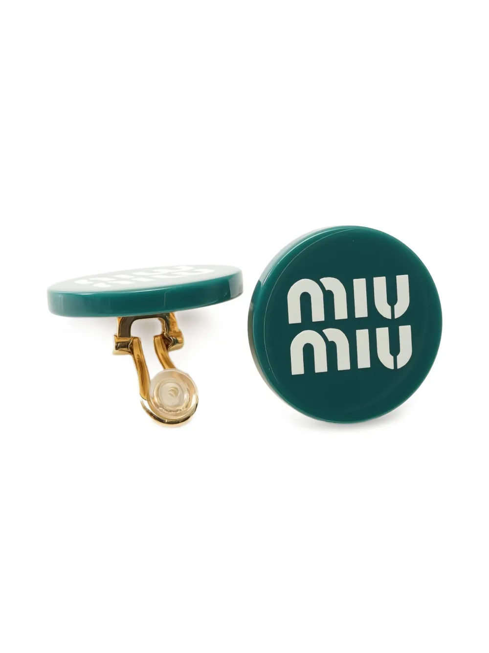 Pre-owned Miu Miu Logo-lettering Clip-on Earrings In Gold
