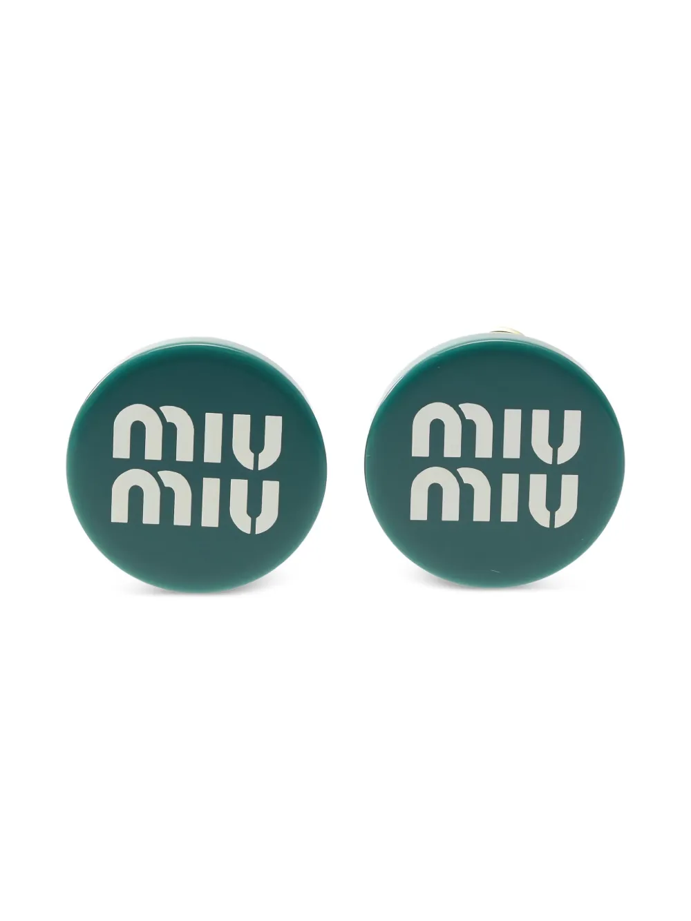 Miu Miu Pre-Owned ロゴ イヤリング - ゴールドトーン Miu Miu Pre-Owned ロゴ イヤリング - ゴールドトーン