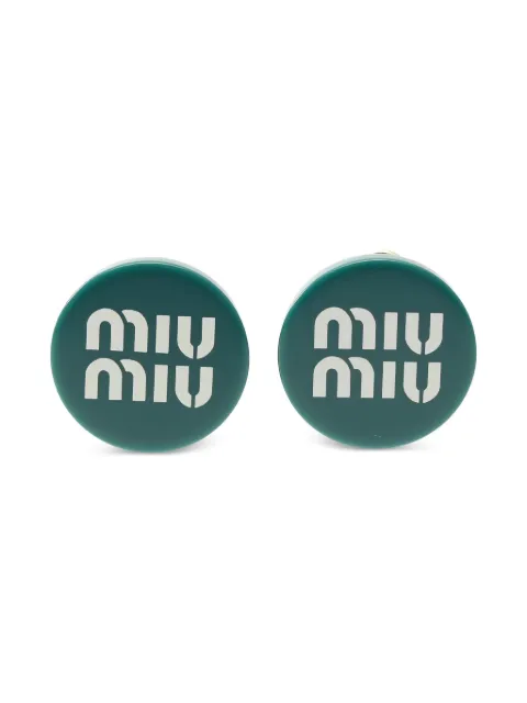 Miu Miu Pre-Owned logo-lettering clip-on earrings