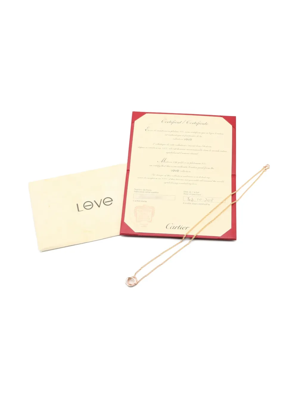 Pre-owned Cartier 18k Rose Gold Baby Love Necklace In Pink