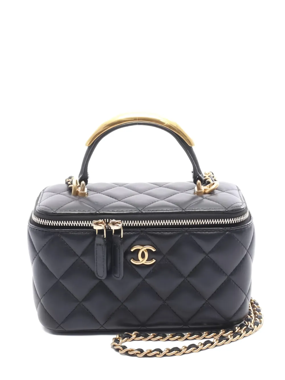 CHANEL Pre-Owned 2021 Matelassé Vanity chain shoulder bag - ブラック CHANEL Pre-Owned 2021 Matelassé Vanity chain shoulder bag - ブラック