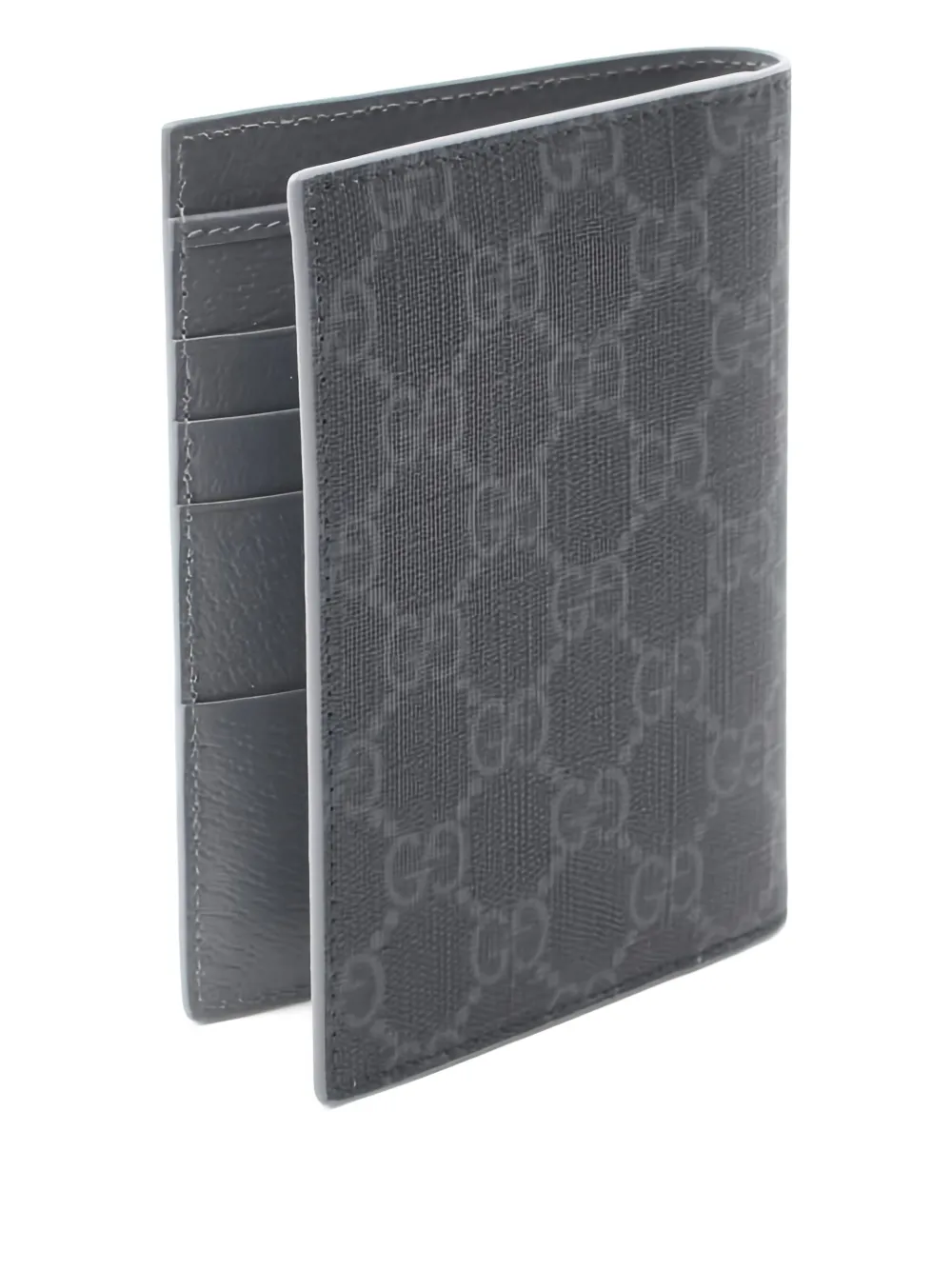 Pre-owned Gucci Gg Supreme Card Case In Gray