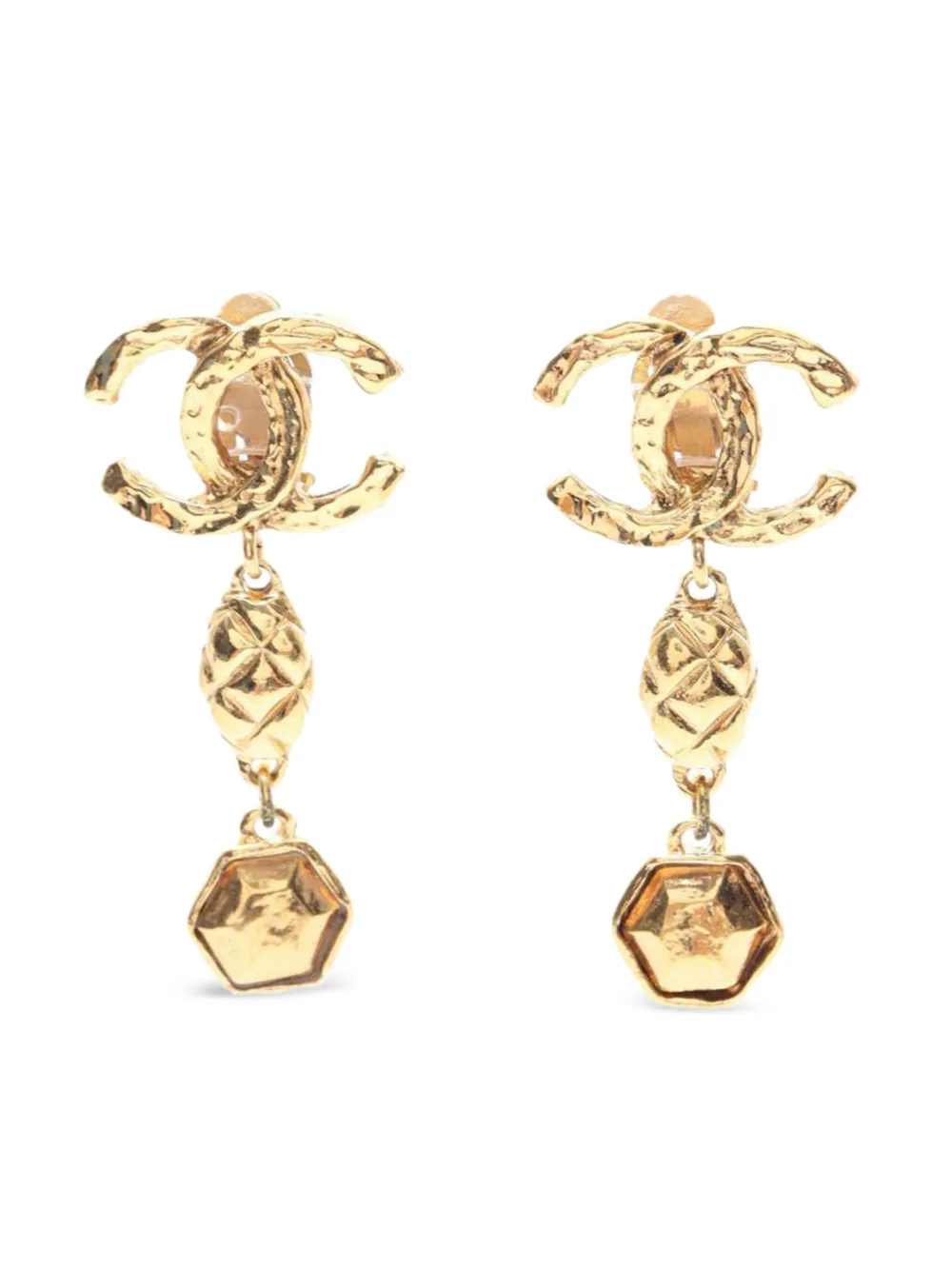 CHANEL Pre-Owned 1986-1988 Coco mark drop earrings - ゴールドトーン CHANEL Pre-Owned 1986-1988 Coco mark drop earrings - ゴールドトーン