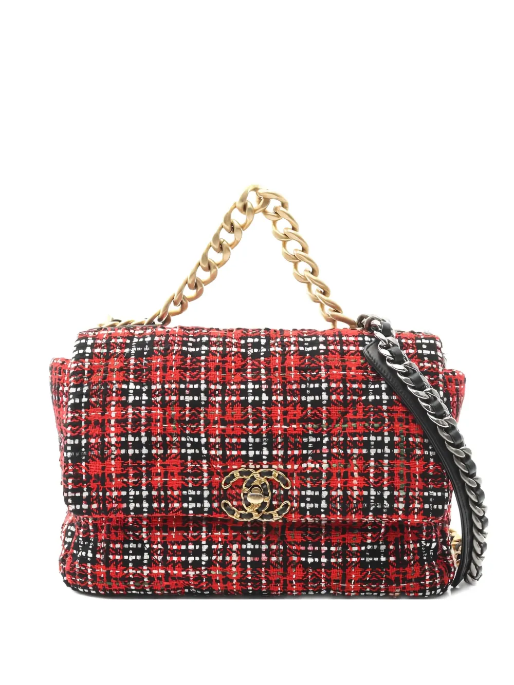 CHANEL Pre-Owned Chanel 19 tweed shoulder bag - レッド CHANEL Pre-Owned Chanel 19 tweed shoulder bag - レッド