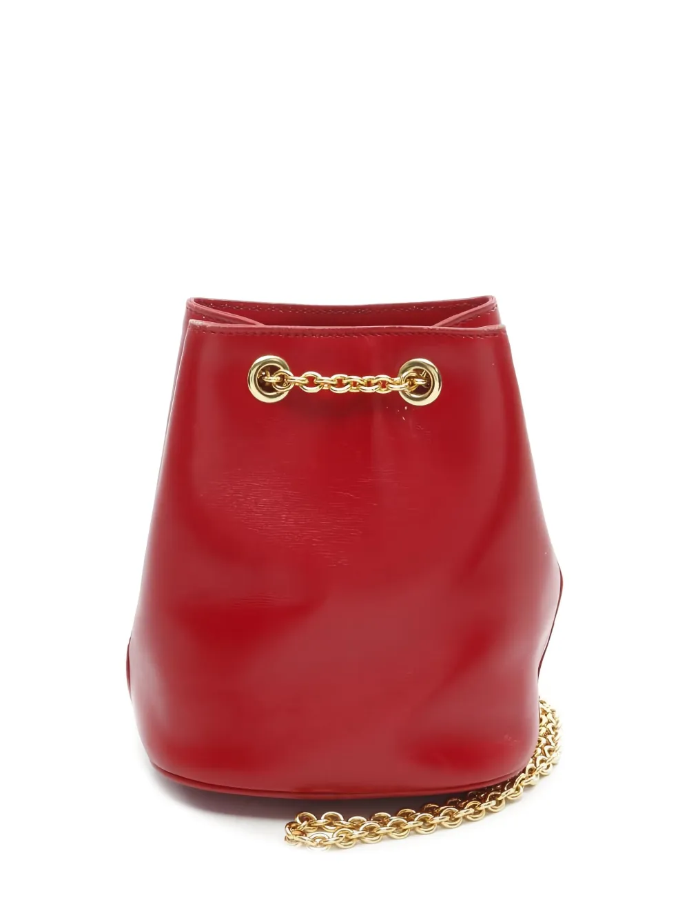 Pre-owned Celine Chain-link Leather Shoulder Bag In Red