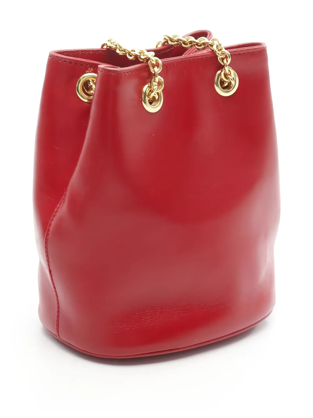 Pre-owned Celine Chain-link Leather Shoulder Bag In Red