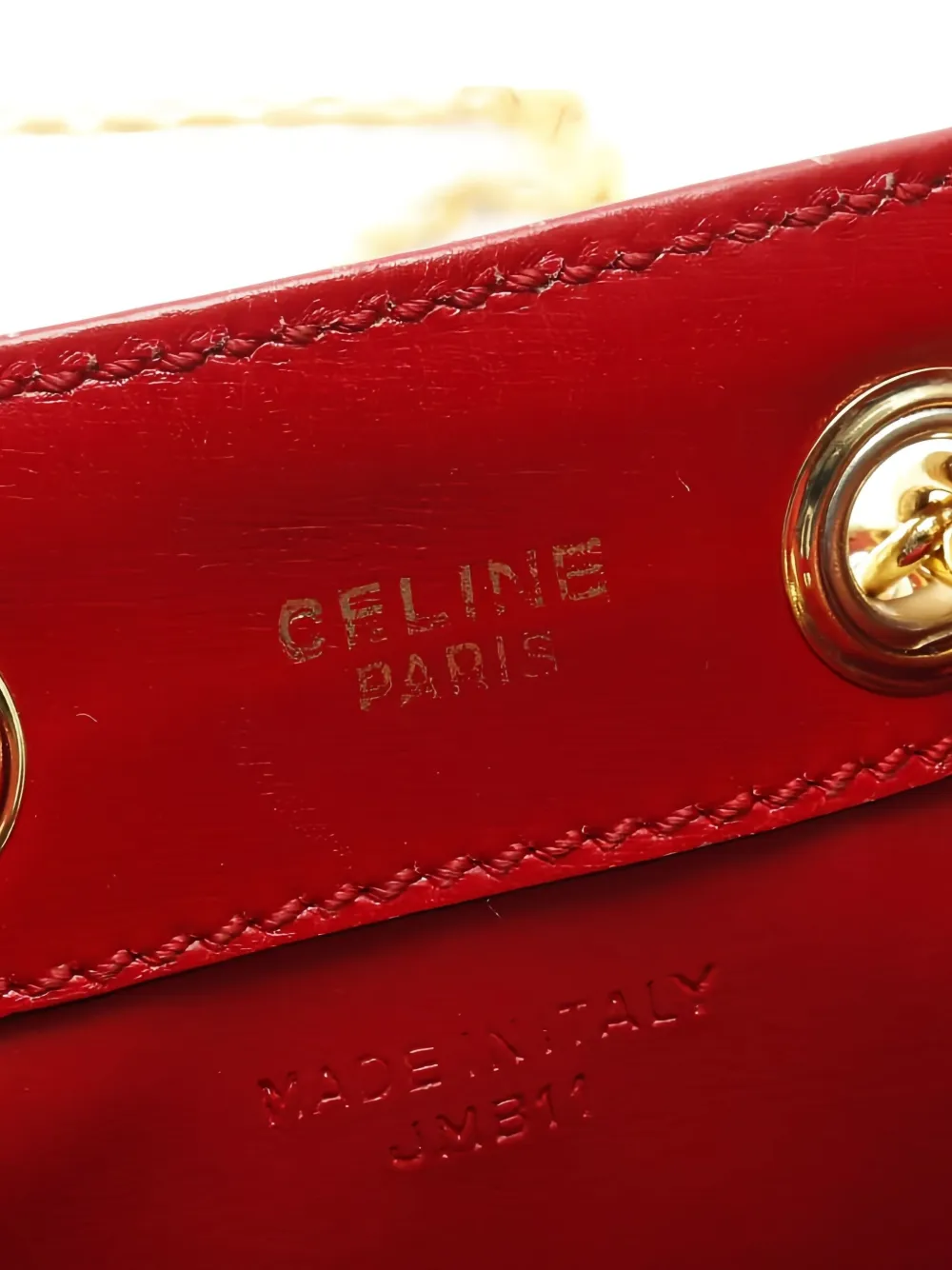 Pre-owned Celine Chain-link Leather Shoulder Bag In Red