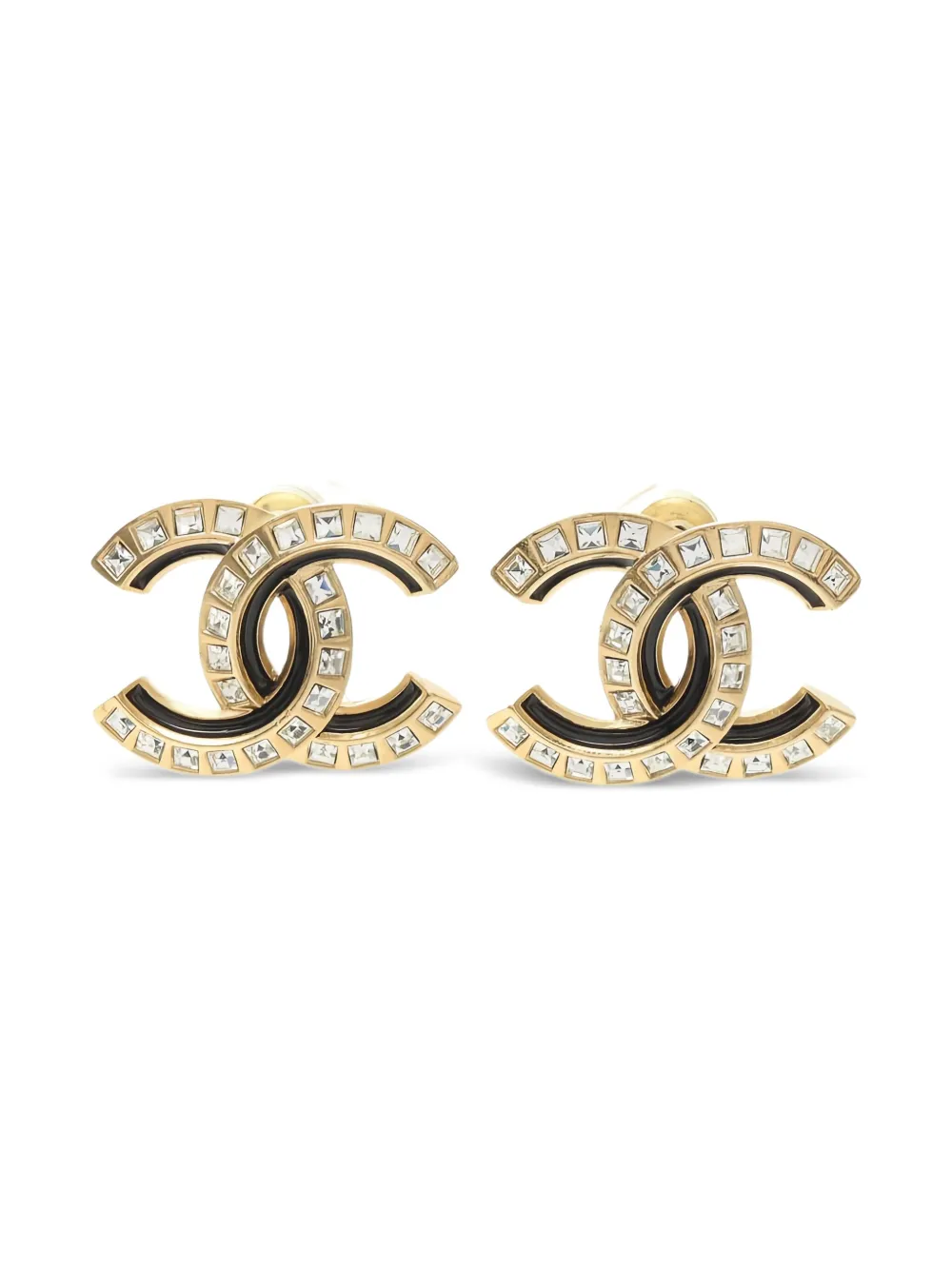 CHANEL Pre-Owned 1986-1988 Coco Mark Ohrringe mit Strass - Gold