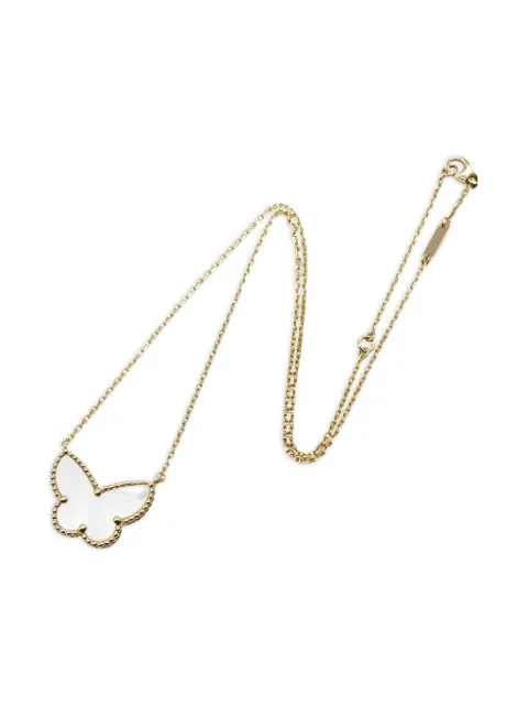 Van Cleef & Arpels Pre-Owned 18K yellow gold Lucky Alhambra Butterfly mother of pearl necklace 