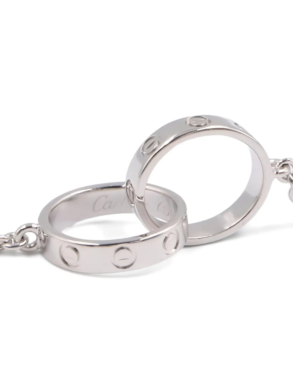 Pre-owned Cartier 18k White Gold Baby Love Diamond Necklace In Silver