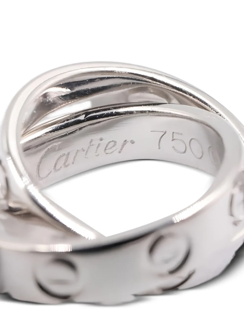 Pre-owned Cartier 18k White Gold Baby Love Diamond Necklace In Silver
