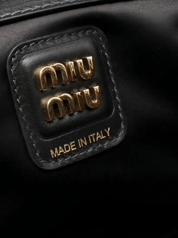 Miu Miu Pre-Owned Embossed Logo Tote Bag | Black | FARFETCH CA