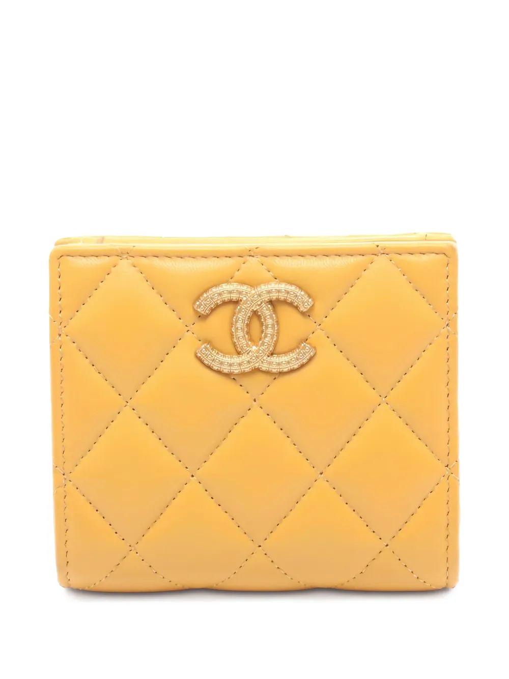 CHANEL Pre-Owned 2021 matelasse bi-fold wallet - イエロー CHANEL Pre-Owned 2021 matelasse bi-fold wallet - イエロー