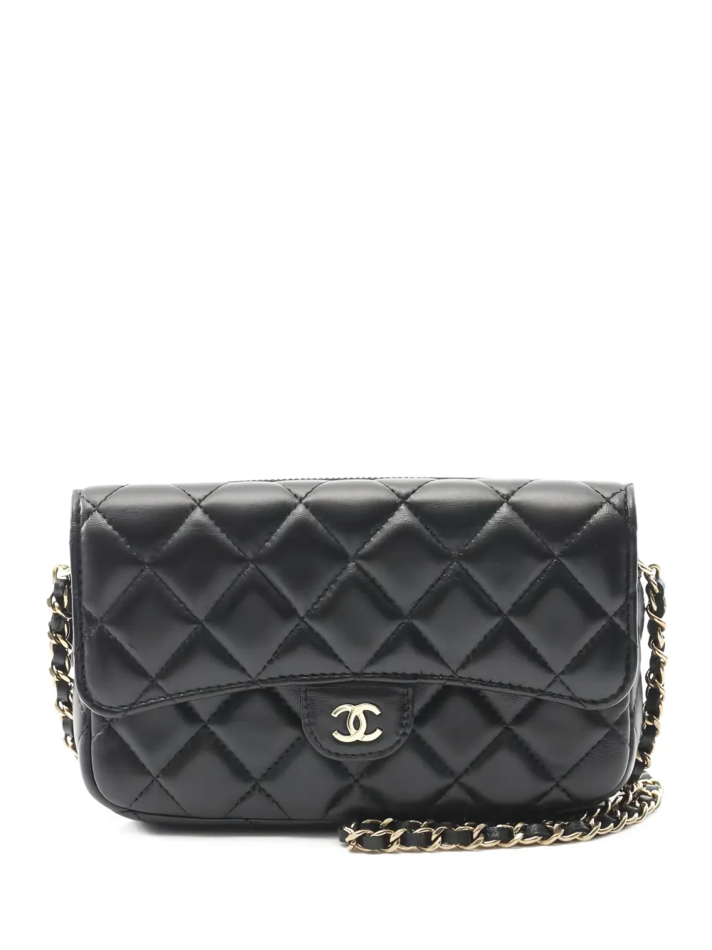 CHANEL Pre-Owned diamond-quilted chain wallet - ブラック CHANEL Pre-Owned diamond-quilted chain wallet - ブラック