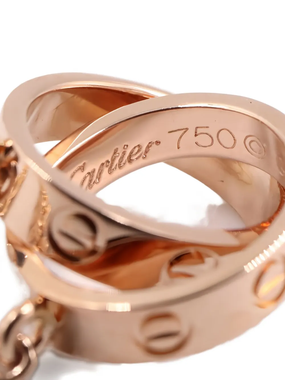 Pre-owned Cartier 18k Rose Gold Baby Love Necklace In Pink