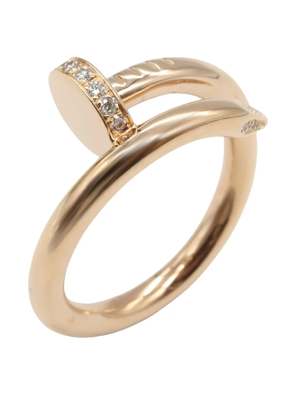 Pre-owned Cartier 2010s 18k Rose Gold Juste Un Clou Diamond Ring In Pink