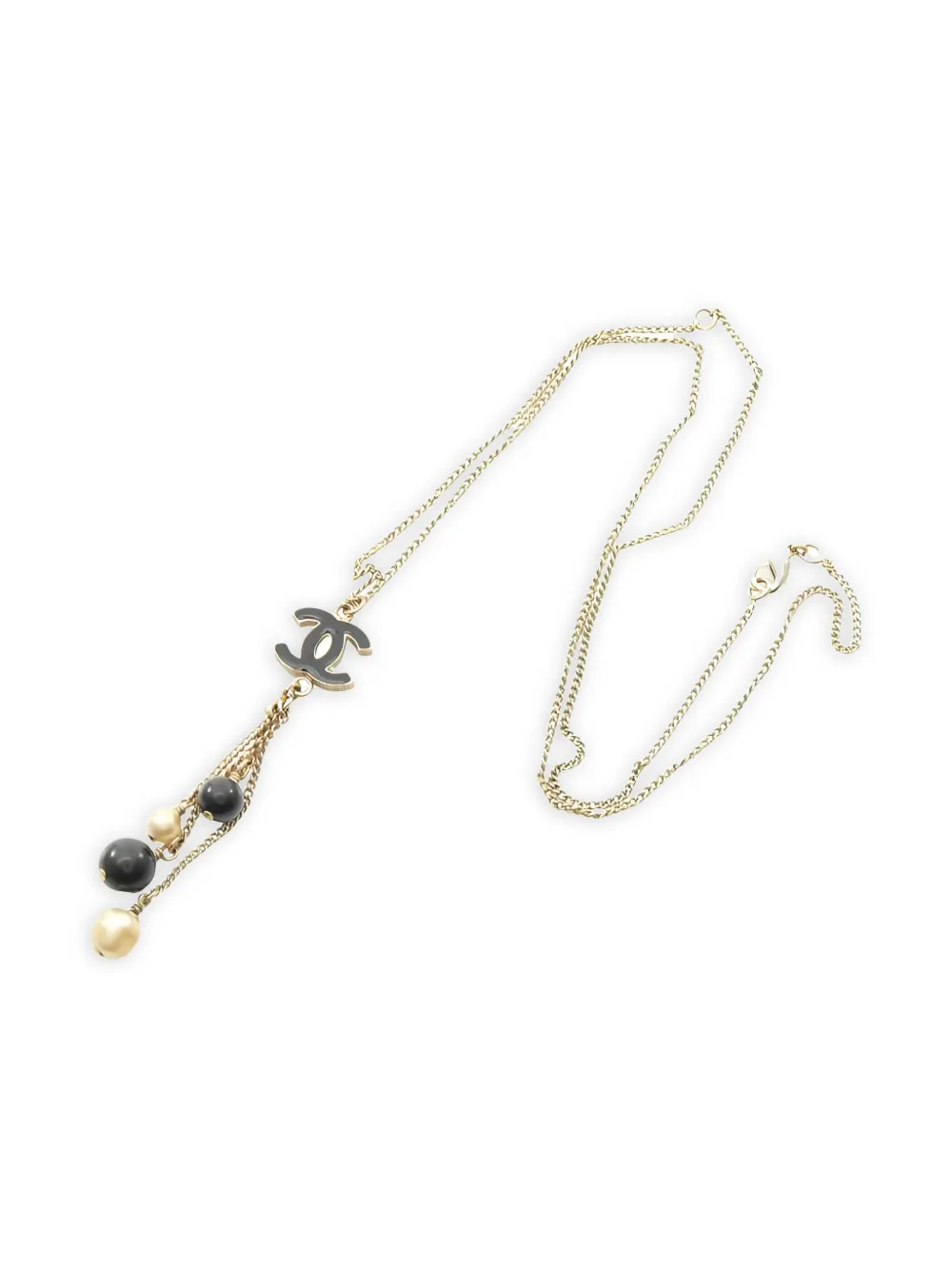 CHANEL Pre-Owned Interlocking CC faux-pearl necklace - ゴールドトーン CHANEL Pre-Owned Interlocking CC faux-pearl necklace - ゴールドトーン
