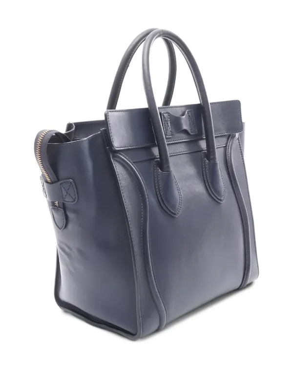 Celine Pre-Owned 00s Mini Luggage Leather Handbag | Blue | FARFETCH