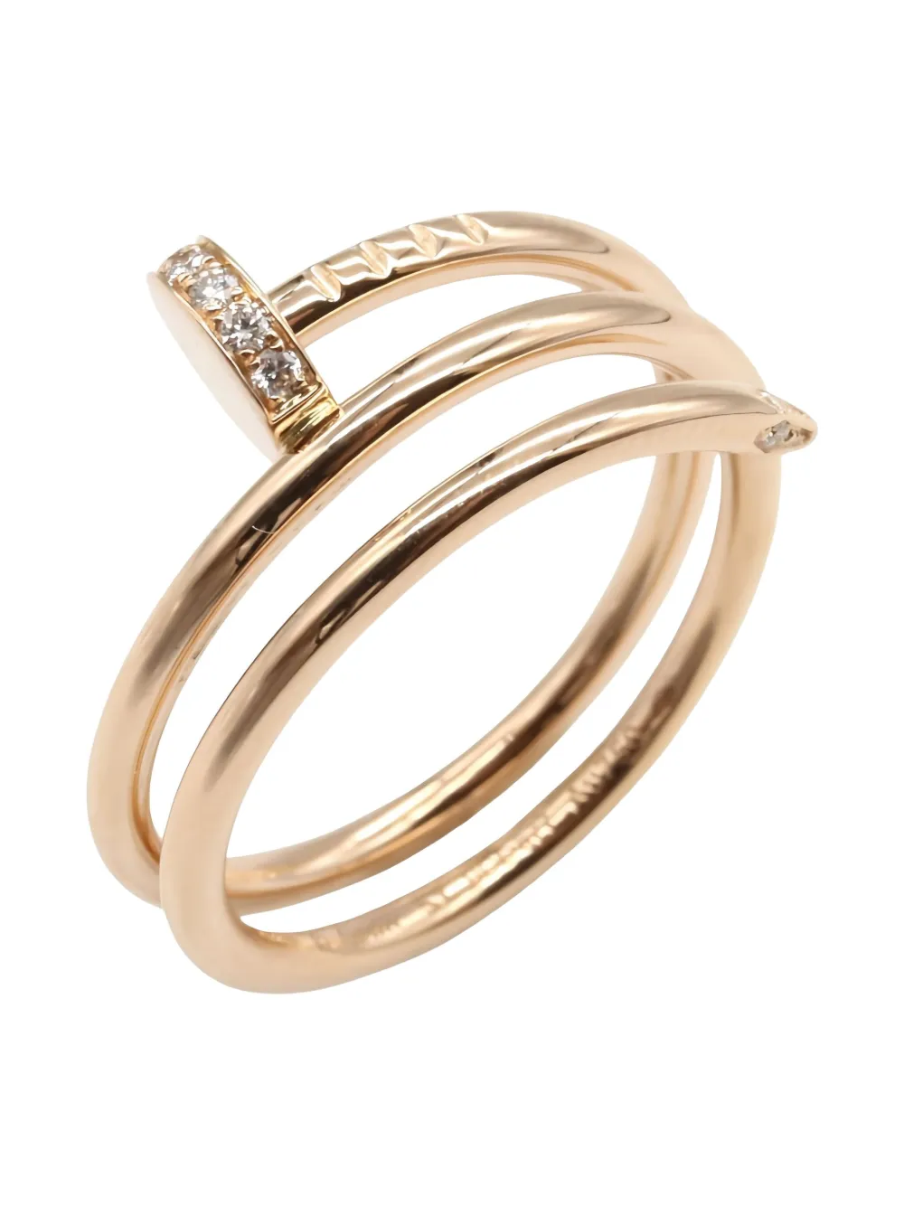 Pre-owned Cartier 10s 18k Rose Gold Diamond Juste Un Clou Ring