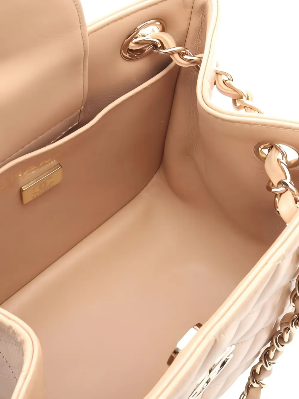 Pre-owned Chanel 2021s Mini Bucket Matelassé Chain Shoulder Bag In Neutral