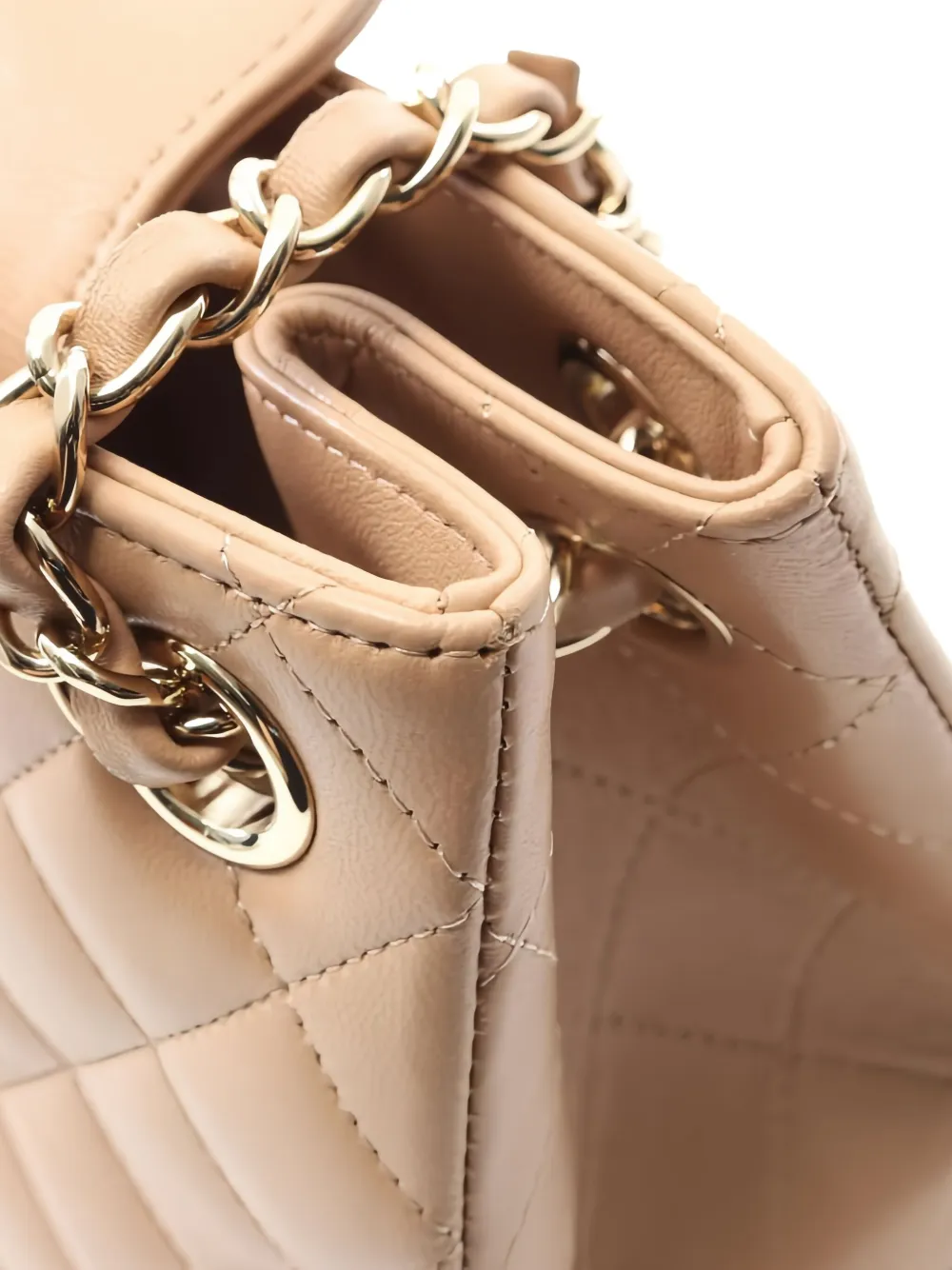 Pre-owned Chanel 2021s Mini Bucket Matelassé Chain Shoulder Bag In Neutral