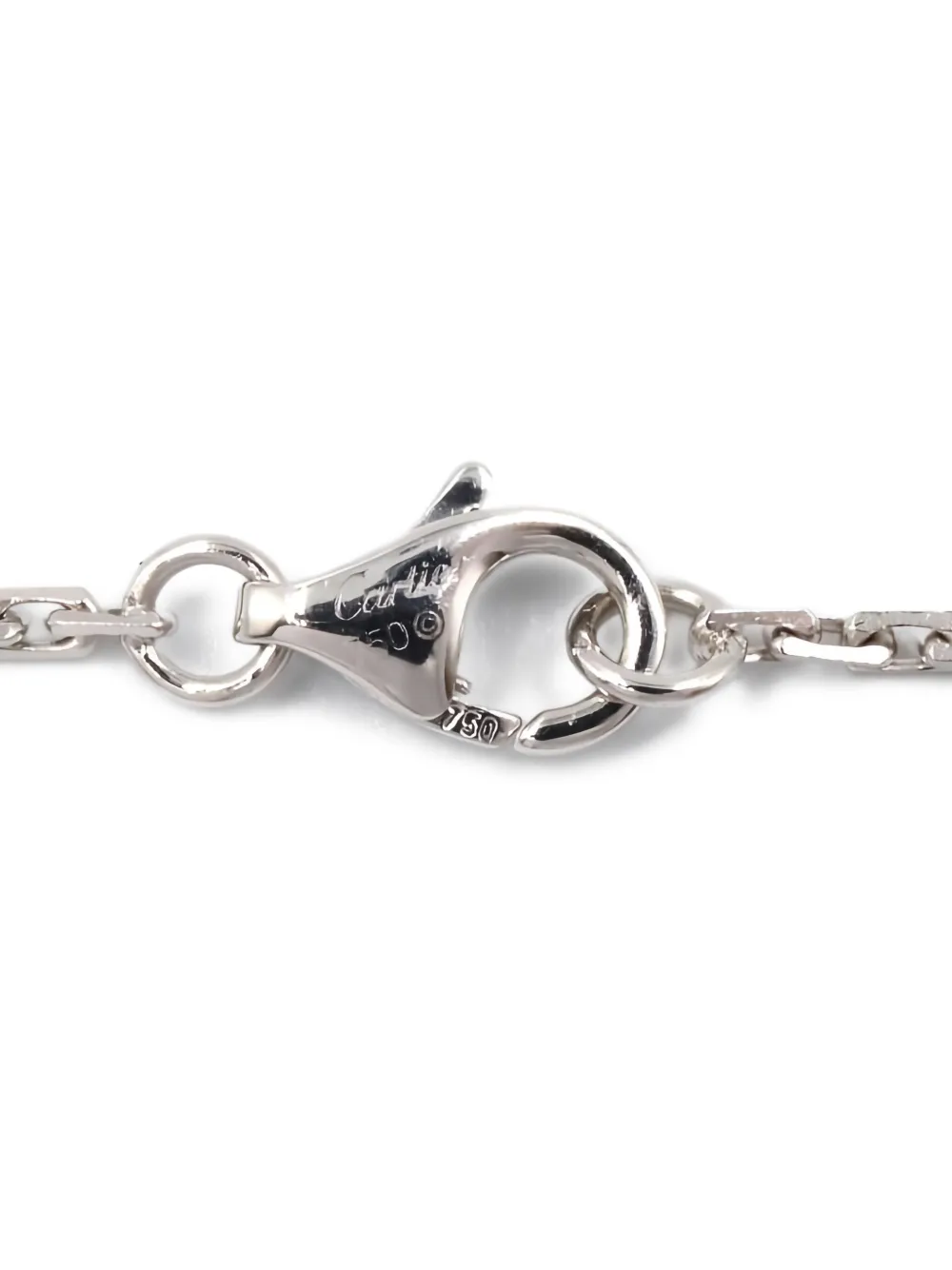 Pre-owned Cartier 10s 18k White Gold Baby Love Diamond Necklace In Silver