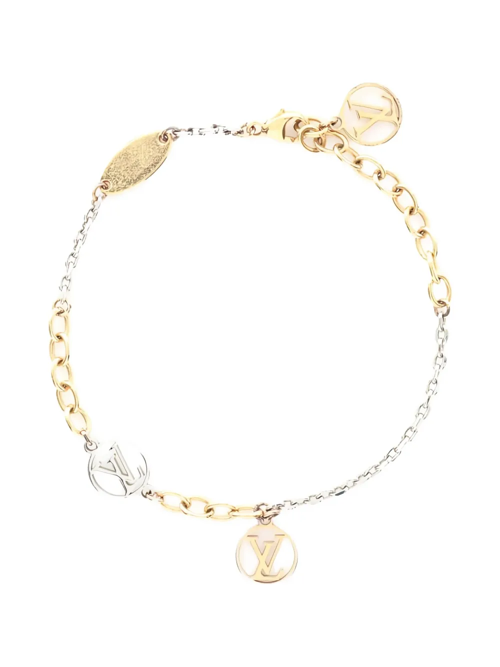 Louis Vuitton Pre-Owned 2015 logo-charm chain bracelet - ゴールドトーン Louis Vuitton Pre-Owned 2015 logo-charm chain bracelet - ゴールドトーン