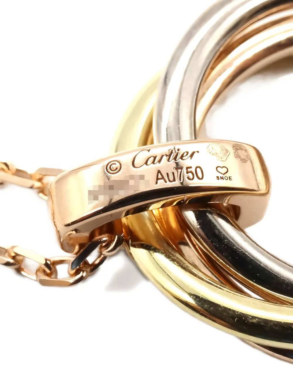 Pre-owned Cartier 18k Tri-gold Trinity Diamond Necklace