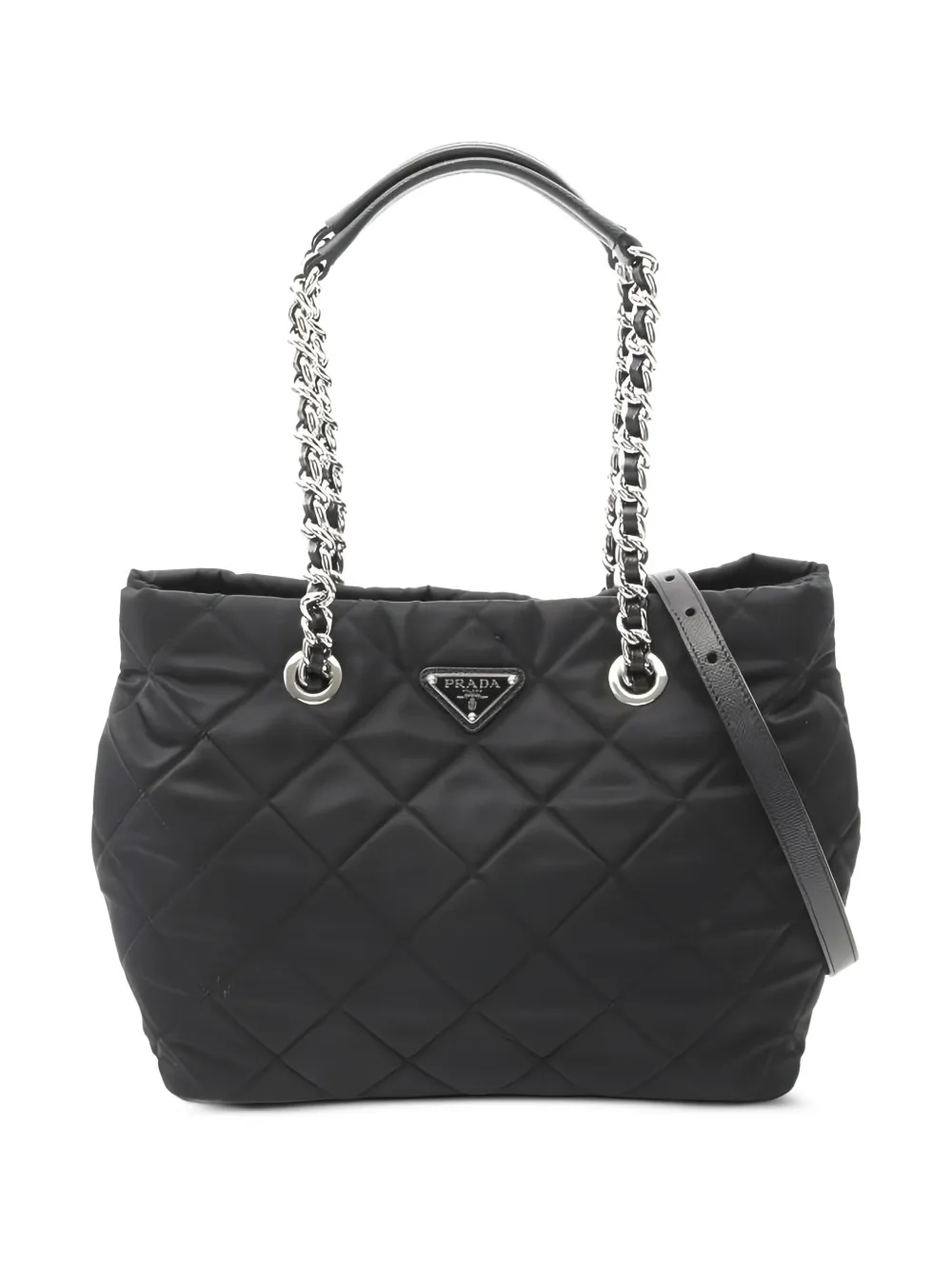 Prada Pre-Owned 2010s quilted chain tote bag - ブラック Prada Pre-Owned 2010s quilted chain tote bag - ブラック