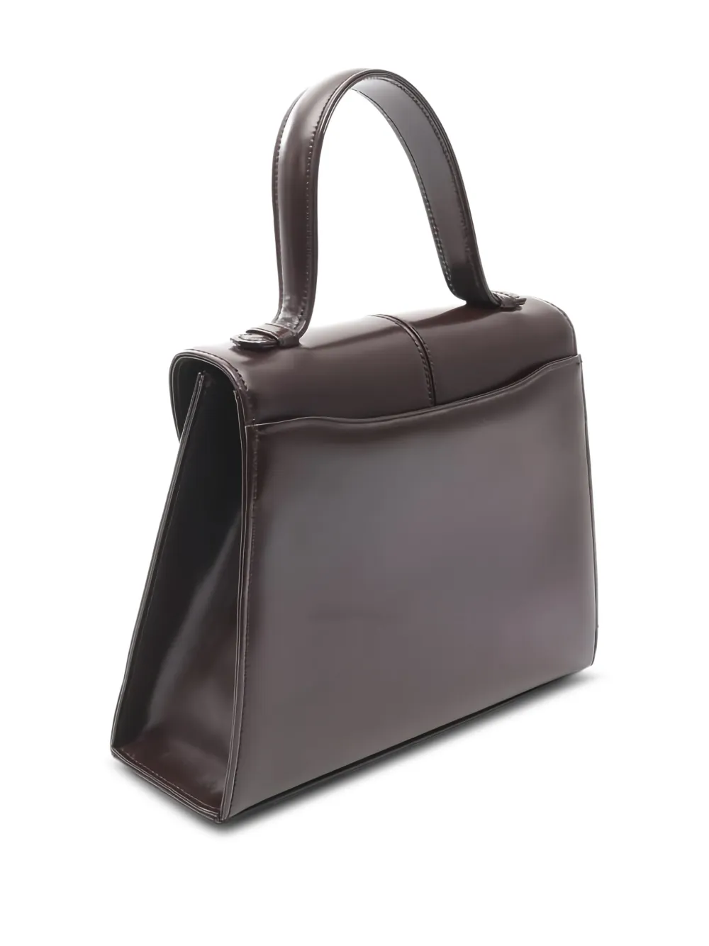 Pre-owned Saint Laurent Logo-plaque Leather Handbag In Brown