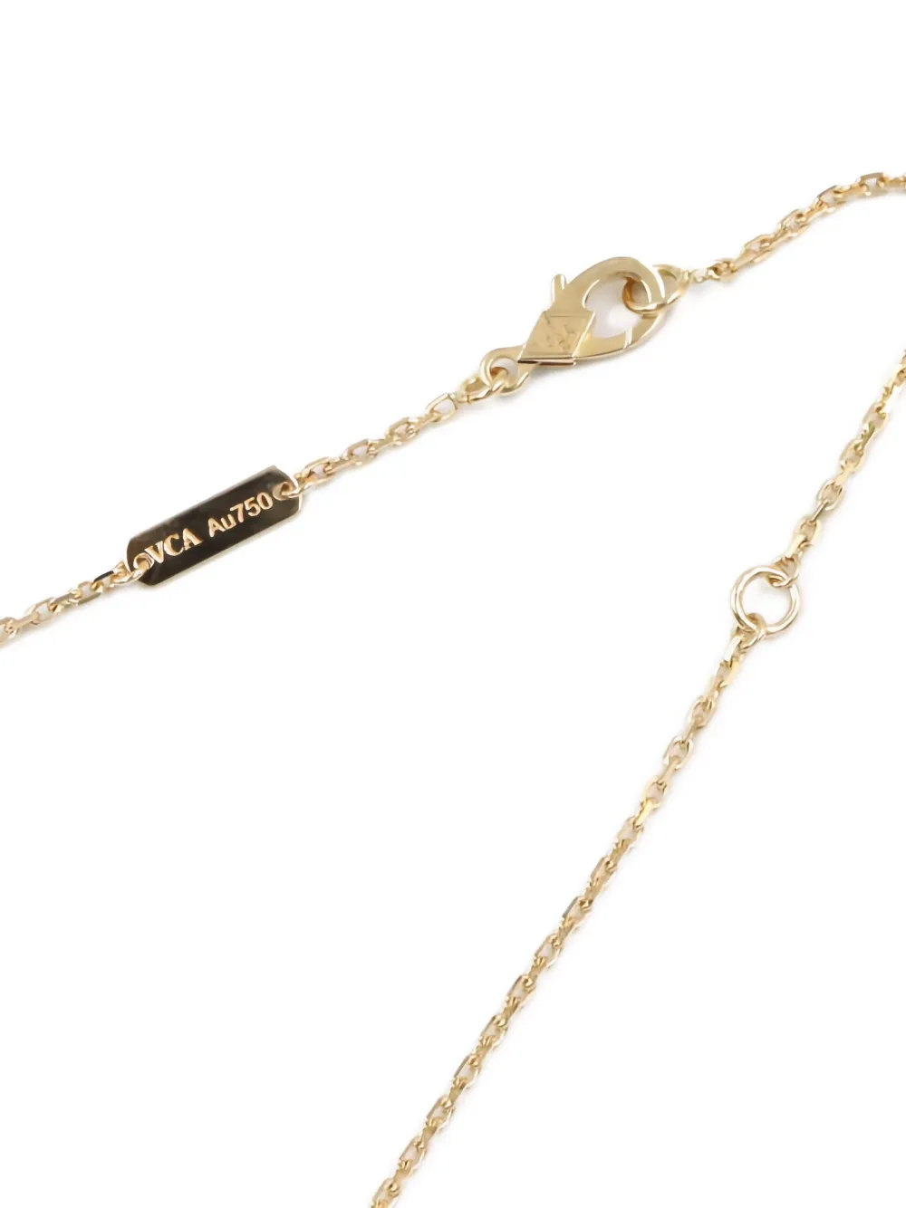 Pre-owned Van Cleef & Arpels 18k Yellow Gold Lucky Alhambra Butterfly Mother Of Pearl Necklace