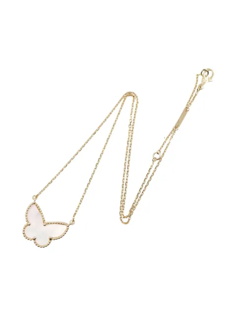 Van Cleef & Arpels Pre-Owned 18K yellow gold Lucky Alhambra Butterfly mother of pearl necklace