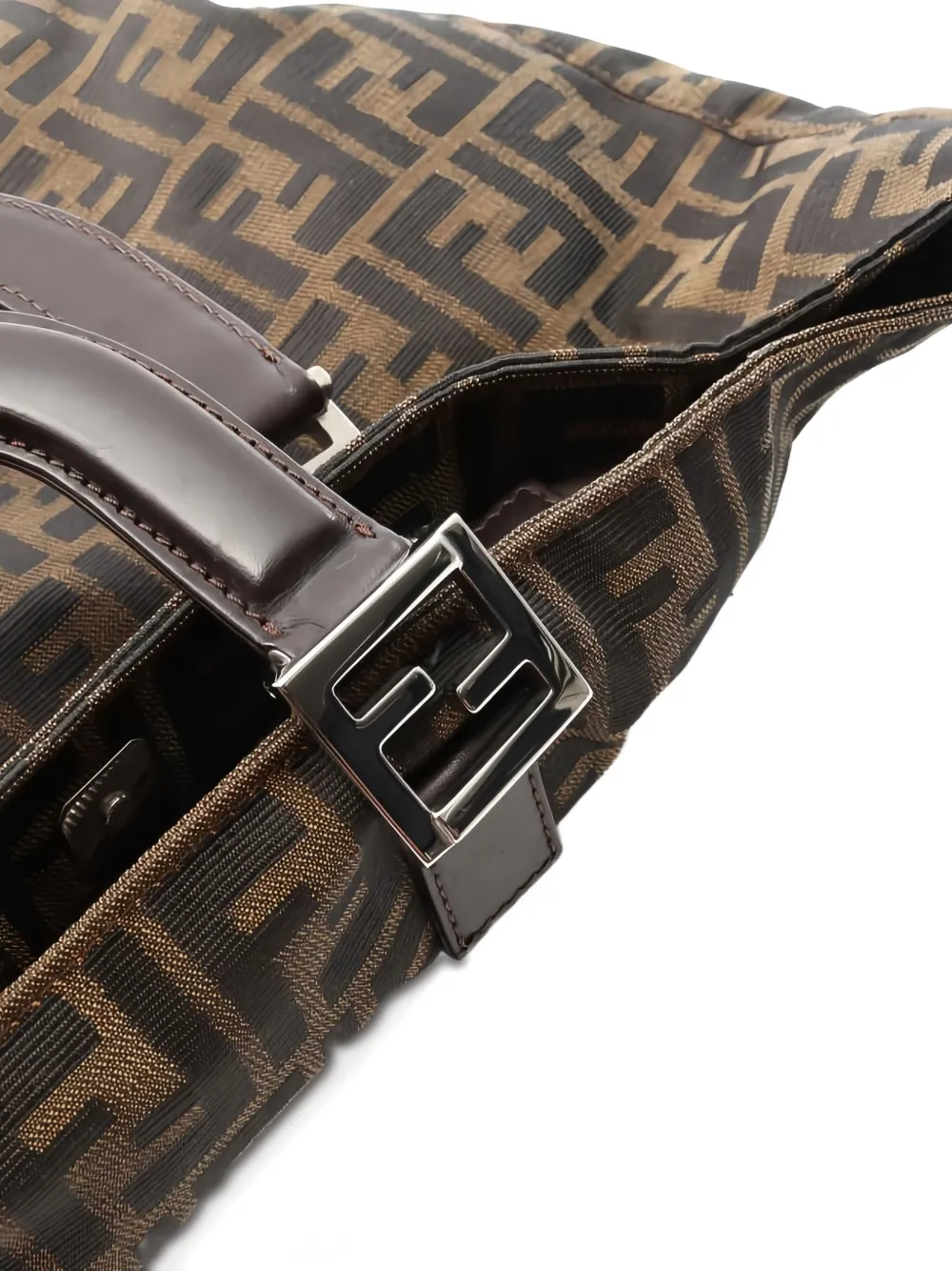 Pre-owned Fendi 10s Zucca Pattern Tote Bag In Brown