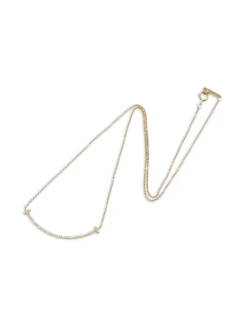 Tiffany & Co. Pre-Owned 18K yellow-gold diamond small T-smile necklace
