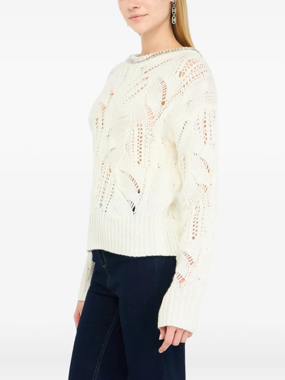 Liu •jo Openwork Gemstones Jumper In White