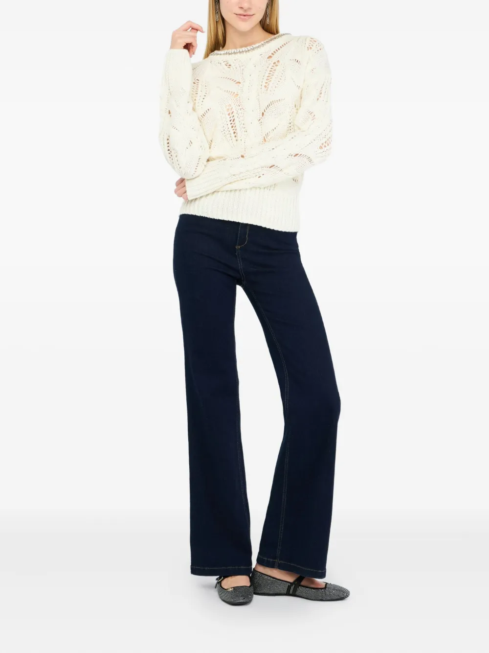 Liu •jo Openwork Gemstones Jumper In White