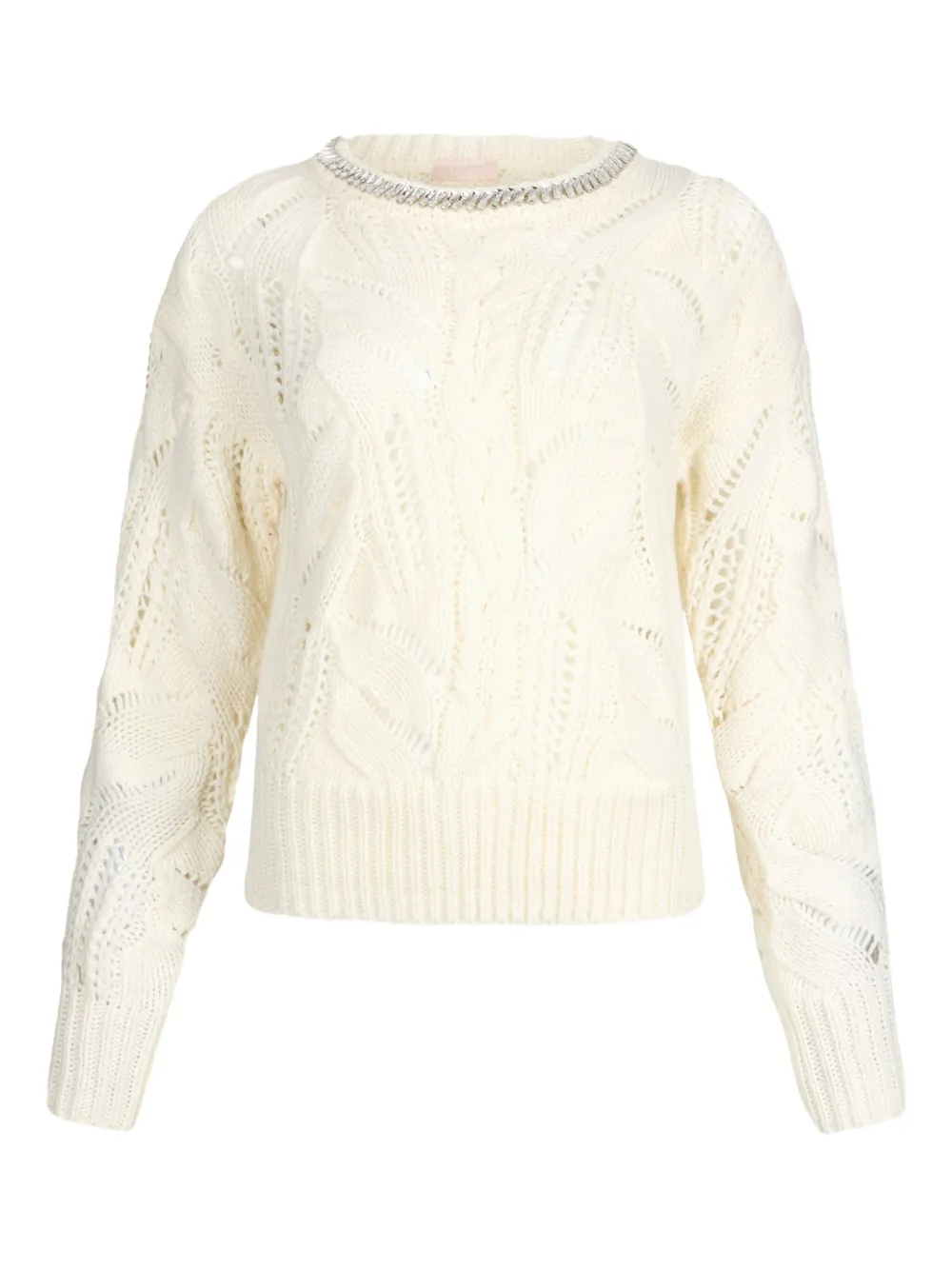 Liu •jo Openwork Gemstones Jumper In White