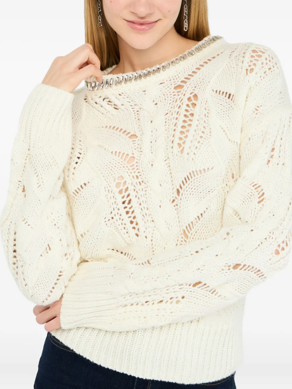 Liu •jo Openwork Gemstones Jumper In White